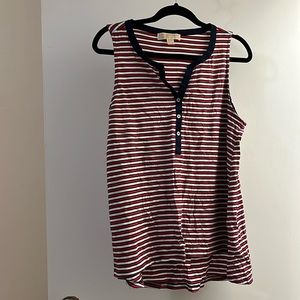 Michael Kors Navy, Red & White striped shirt size Large EUC